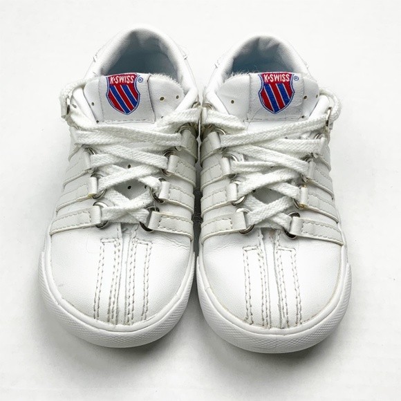 EUC K SWISS  CHILD  LEATHER SNEAKER , SIZE 8 - Picture 2 of 5